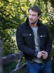 Lakeland Leather Black Buccaneer Suede Finish Sheepskin Racer Jacket - Image 2 of 9