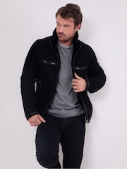 Lakeland Leather Black Buccaneer Suede Finish Sheepskin Racer Jacket - Image 3 of 9