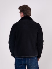 Lakeland Leather Black Buccaneer Suede Finish Sheepskin Racer Jacket - Image 4 of 9