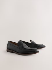Black Wide Fit Saddle Loafers - Image 1 of 6