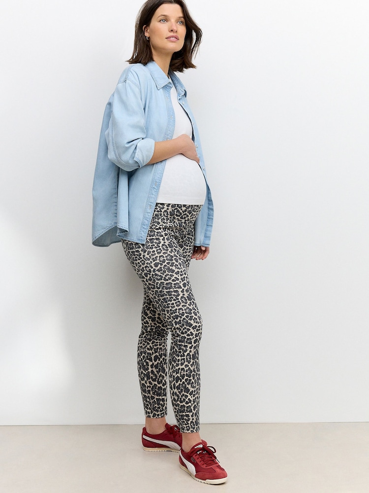 Animal Print Maternity Denim Leggings - Image 2 of 9