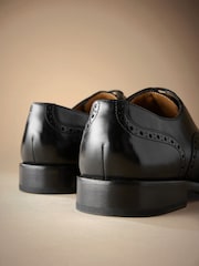 Black Wide Fit Signature Italian Leather Wingcap Brogue Shoes - Image 4 of 5
