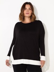 Live Unlimited Black and White Curve Jersey Contrast Top - Image 1 of 5