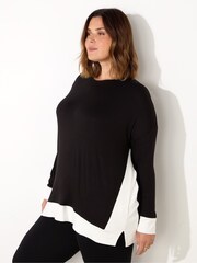 Live Unlimited Black and White Curve Jersey Contrast Top - Image 2 of 5