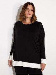 Live Unlimited Black and White Curve Jersey Contrast Top - Image 3 of 5