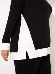 Live Unlimited Black and White Curve Jersey Contrast Top - Image 4 of 5