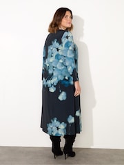 Live Unlimited Black Curve Floral Print Long Sleeve Midaxi Dress - Image 3 of 3