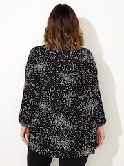 Live Unlimited Black Curve Heart Print Gathered V-Neck Tunic - Image 4 of 4
