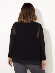 Live Unlimited Black Curve Overlay Chiffon Top with Jersey Sleeves - Image 3 of 4