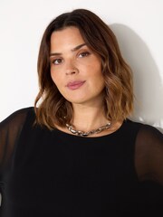 Live Unlimited Black Curve Overlay Chiffon Top with Jersey Sleeves - Image 4 of 4