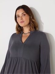 Live Unlimited Grey Curve Jersey Nehru Collar Tunic - Image 3 of 3