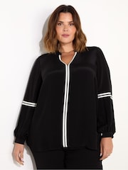 Live Unlimited Black And White Curve Contrast Seam Blouse - Image 2 of 7