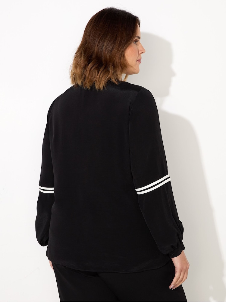 Live Unlimited Black And White Curve Contrast Seam Blouse - Image 3 of 7