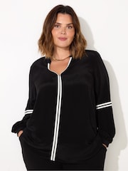 Live Unlimited Black And White Curve Contrast Seam Blouse - Image 6 of 7