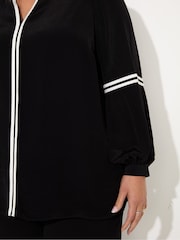 Live Unlimited Black And White Curve Contrast Seam Blouse - Image 7 of 7