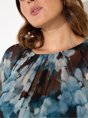Live Unlimited Blue Floral Crinkle Chiffon Blouse - Image 4 of 5