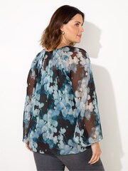 Live Unlimited Blue Floral Crinkle Chiffon Blouse - Image 5 of 5