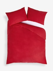 Red Cotton Rich Plain Duvet Cover and Pillowcase Set - Image 3 of 4