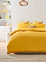 Bright Yellow Cotton Rich Plain Duvet Cover and Pillowcase Set - Image 1 of 3