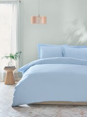 Light Blue Pure 100% Cotton 144 Thread Count Duvet Cover and Pillowcase Set - Image 2 of 6