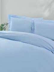 Light Blue Pure 100% Cotton 144 Thread Count Duvet Cover and Pillowcase Set - Image 4 of 6