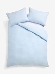 Light Blue Pure 100% Cotton 144 Thread Count Duvet Cover and Pillowcase Set - Image 5 of 6