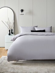 Silver Pure 100% Cotton 144 Thread Count Duvet Cover and Pillowcase Set - Image 1 of 5