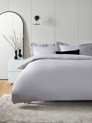 Silver Pure 100% Cotton 144 Thread Count Duvet Cover and Pillowcase Set - Image 2 of 5