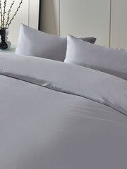 Silver Pure 100% Cotton 144 Thread Count Duvet Cover and Pillowcase Set - Image 4 of 5
