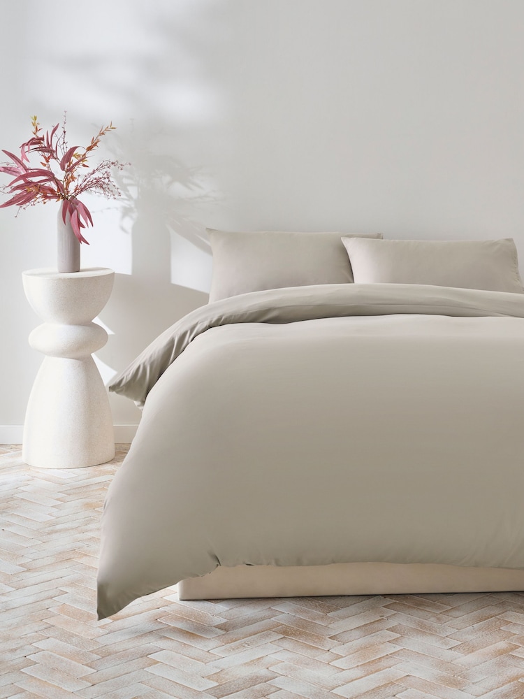 Mid Natural Non Iron Simply Soft Microfibre Duvet Cover and Pillowcase Set - Image 1 of 4 Mid Natural Non Iron Simply Soft Microfibre Duvet Cover and Pillowcase Set - Image 1 of 4
