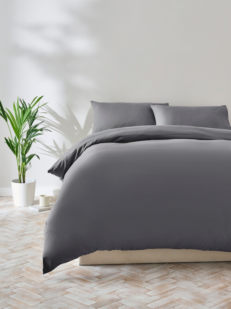 Charcoal Grey Non Iron Simply Soft Microfibre Duvet Cover and Pillowcase Set - Image 1 of 4 Charcoal Grey Non Iron Simply Soft Microfibre Duvet Cover and Pillowcase Set - Image 1 of 4
