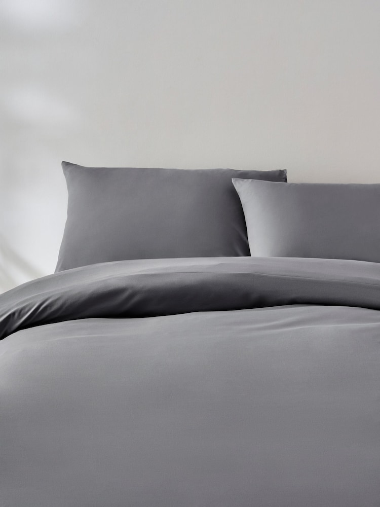 Charcoal Grey Non Iron Simply Soft Microfibre Duvet Cover and Pillowcase Set - Image 2 of 4 Charcoal Grey Non Iron Simply Soft Microfibre Duvet Cover and Pillowcase Set - Image 2 of 4