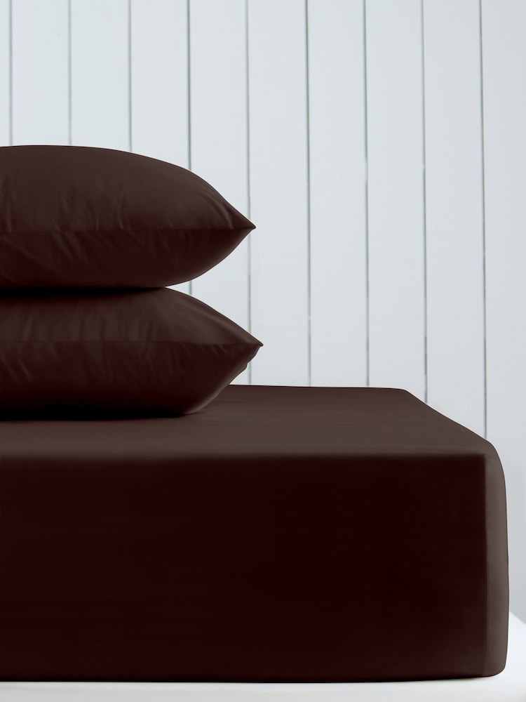 Chocolate Brown Cotton Rich Deep Fitted Sheet - Image 1 of 2