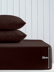 Chocolate Brown Cotton Rich Deep Fitted Sheet - Image 2 of 2