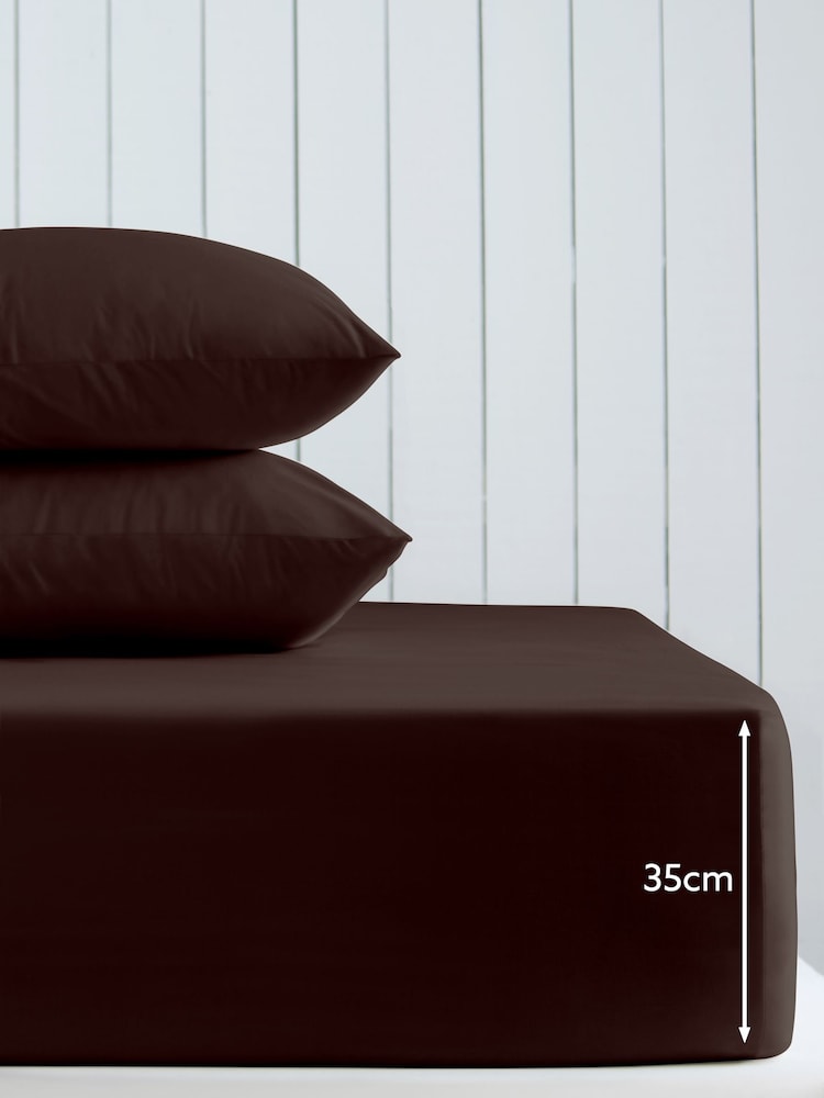 Chocolate Brown Cotton Rich Deep Fitted Sheet - Image 2 of 2