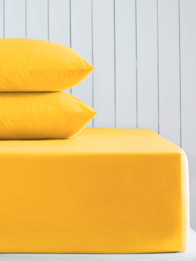 Bright Yellow Cotton Rich Extra Deep Fitted Bed Sheet - Image 1 of 2 Bright Yellow Cotton Rich Extra Deep Fitted Bed Sheet - Image 1 of 2