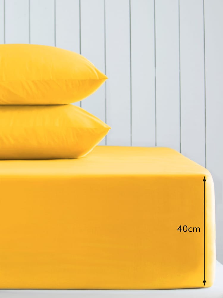 Bright Yellow Cotton Rich Extra Deep Fitted Bed Sheet - Image 2 of 2