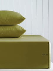 Moss Green Cotton Rich Extra Deep Fitted Bed Sheet - Image 2 of 2