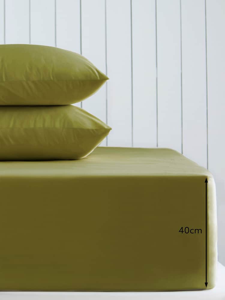 Moss Green Cotton Rich Extra Deep Fitted Bed Sheet - Image 2 of 2