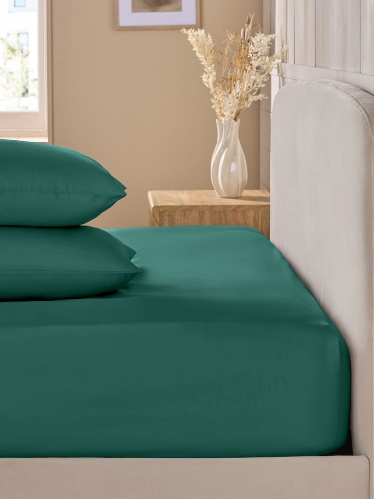Teal Blue Cotton Rich Fitted Bed Sheet - Image 1 of 1 Teal Blue Cotton Rich Fitted Bed Sheet - Image 1 of 1