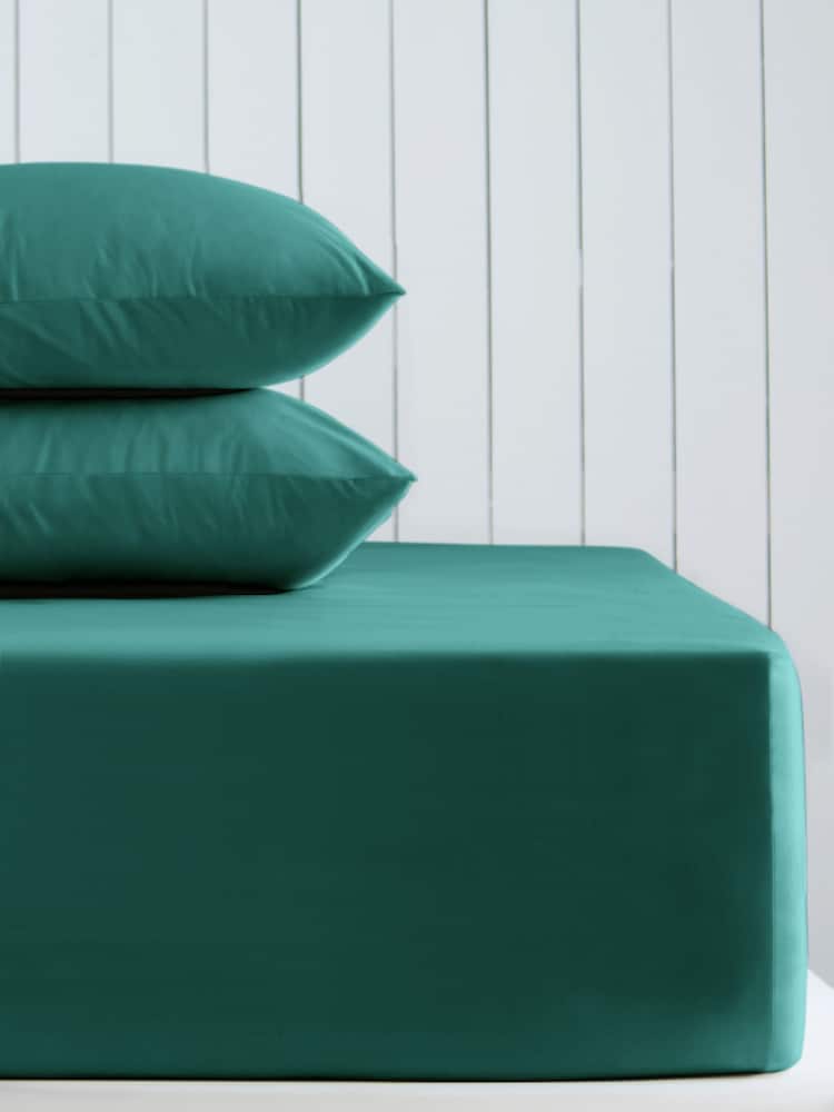Teal Blue Cotton Rich Fitted Bed Sheet - Image 2 of 2