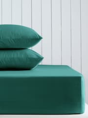 Teal Blue Cotton Rich Deep Fitted Sheet - Image 1 of 2