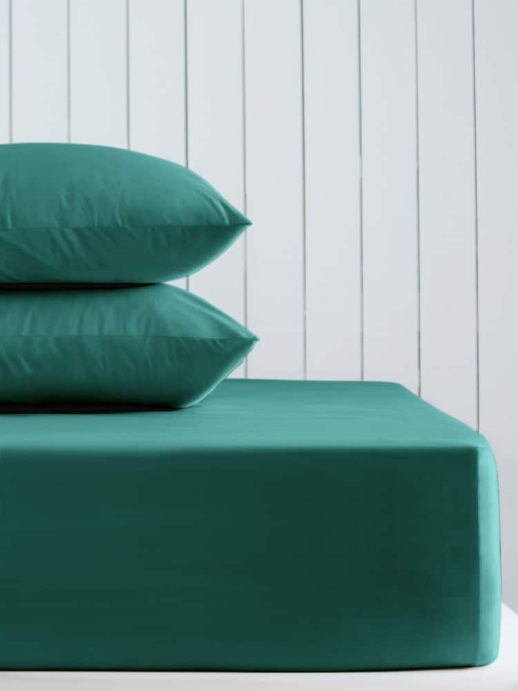 Teal Blue Cotton Rich Deep Fitted Sheet - Image 1 of 2
