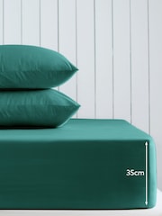 Teal Blue Cotton Rich Deep Fitted Sheet - Image 2 of 2