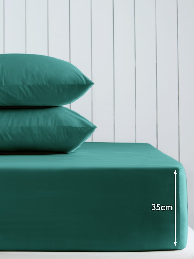 Teal Blue Cotton Rich Deep Fitted Sheet - Image 2 of 2
