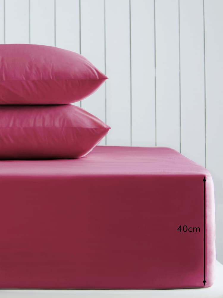 Berry Pink Cotton Rich Extra Deep Fitted Bed Sheet - Image 2 of 2 Berry Pink Cotton Rich Extra Deep Fitted Bed Sheet - Image 2 of 2