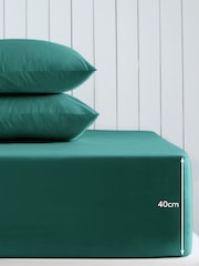 Teal Blue Cotton Rich Extra Deep Fitted Sheet - Image 2 of 2