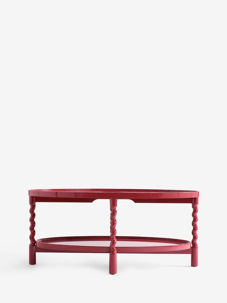 Red Gloss Oval Large Coffee Table - Image 1 of 4