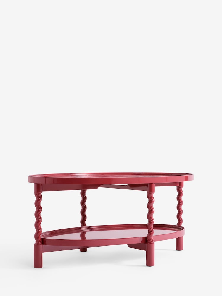 Red Gloss Oval Large Coffee Table - Image 2 of 4