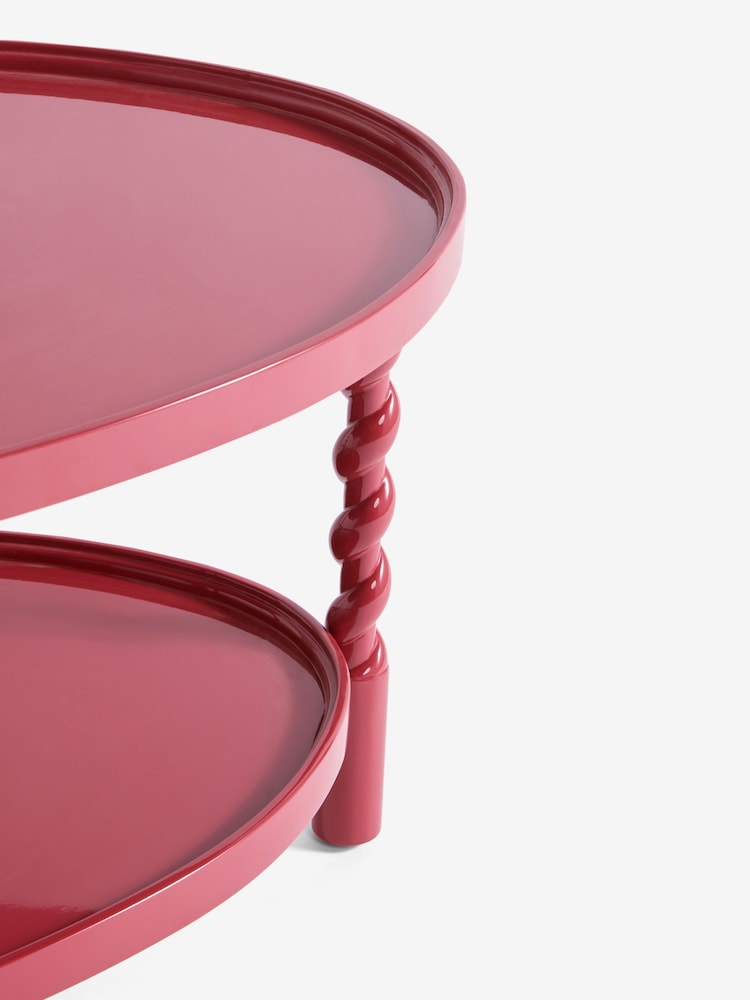 Red Gloss Oval Large Coffee Table - Image 4 of 4